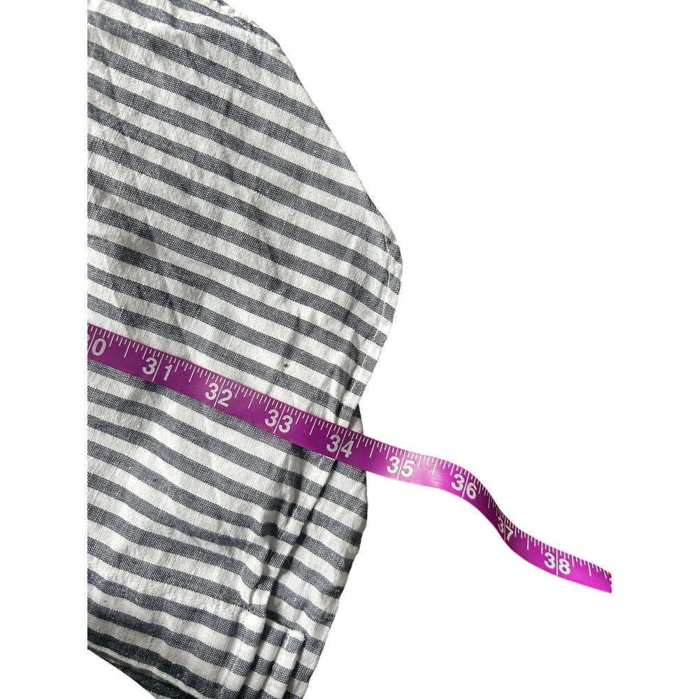 J.Crew Gray White Striped Linen Cotton Shirt Dress Long Sleeve Women Small - Picture 4 of 6